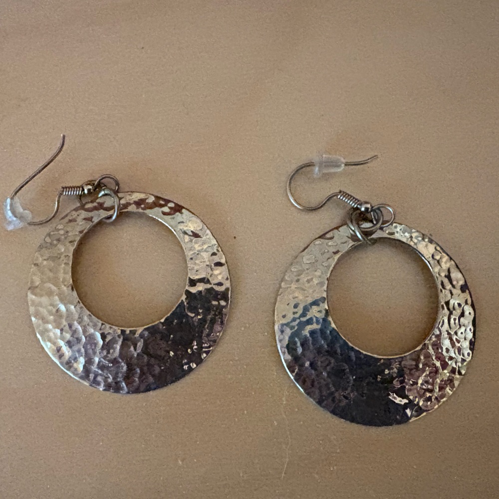 Gold Hammered Hoop Earrings
